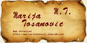 Marija Tošanović vizit kartica